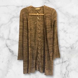 It's Our Time Knit Cardigan Sweater Long Sleeve Open Criss Cross Back